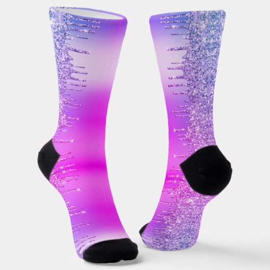 Glitzer Funkelnd Lila rosa Neonsocken Socken (Gewinkelt)