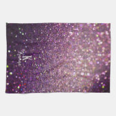 Glitzer funkelnd lila Silbername mit Monogramm Geschirrtuch (Horizontal)