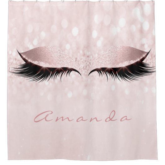 Glitzer Funkelnd Makeup Prinzessin Rosa Name Auge  Duschvorhang (Vorderseite)