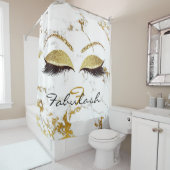 Glitzer Funkelnd Monogramm Name Gold Weißer Marmor Duschvorhang (Beispiel)