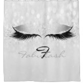 Glitzer Funkelnd Monogramm Name Grau Girly Lash Duschvorhang (Vorderseite)