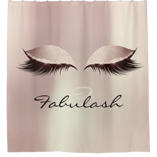 Glitzer Funkelnd Monogramm Name Pink Girl Lash Duschvorhang (Vorderseite)