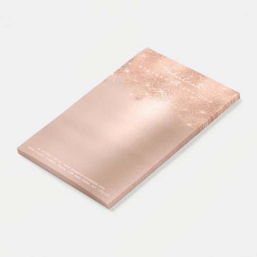 Glitzer Funkelnd Rosa Rose Gold Pulver Weißglanz Post-it Klebezettel (angewinkelt)