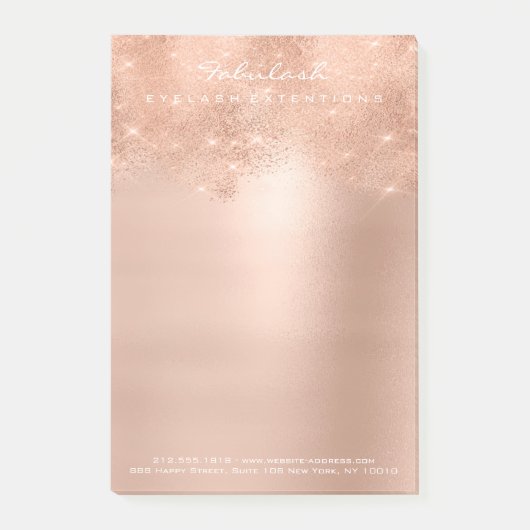 Glitzer Funkelnd Rosa Rose Gold Pulver Weißglanz Post-it Klebezettel (Vorderseite)