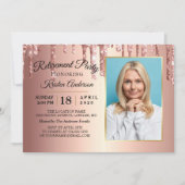 Glitzer Funkelnd Rose Gold Rente Party Einladung (Vorderseite)