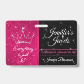Glitzer Funkelnde Rosa Krone Schmuck Accessoire St Ausweis (Vorderseite)