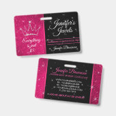 Glitzer Funkelnde Rosa Krone Schmuck Accessoire St Ausweis (Vorder- & Rückseite)
