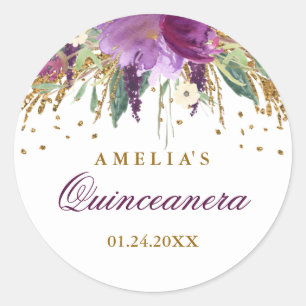 Glitzer Funkelnder Amethyst Quinceanera Aufkleber