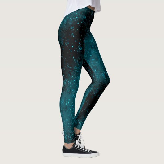 Glitzer funkelt nahtlos Konfetti türkis glänzen Gl Leggings (Rechts)