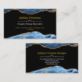 Glitzer für Agate Navy und Gold Imitats Visitenkarte (Vorne/Hinten)