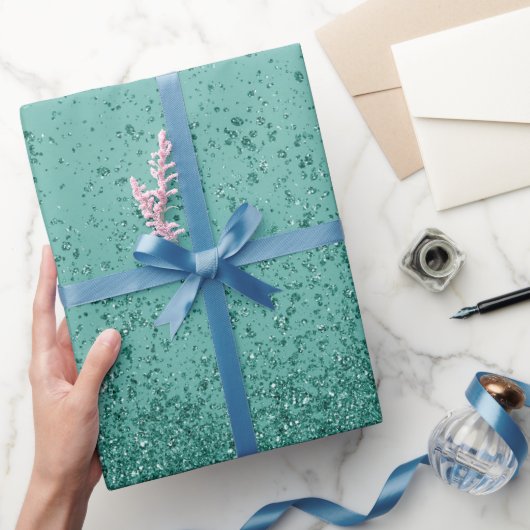 Glitzer für aquamarine grüne Imitate Geschenkpapier (Schenken)