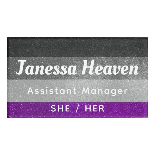 Glitzer für asexuelle Gay Pride Funkelnd Name Prof Namenschild (Vorderseite)