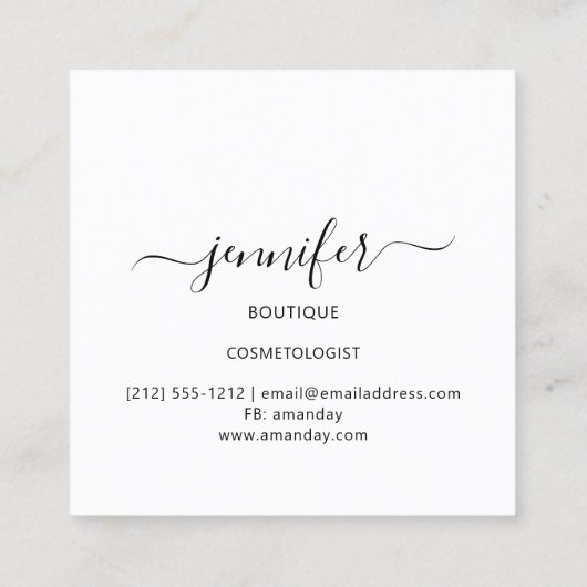 Glitzer für berufliche Boutiquen Quadratische Visitenkarte (Rückseite)