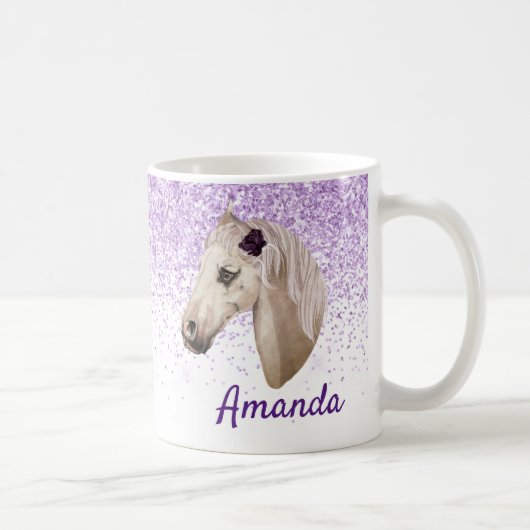Glitzer für die Bezeichnung "Horse Lover Monogram" Kaffeetasse (Rechts)