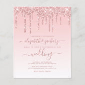 Glitzer für die Budgetierung Rosa Einladung (Vorderseite)
