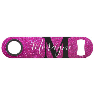 Glitzer für die Schwarz-weißen rosa Imitate Name d Speed Flaschenöffner