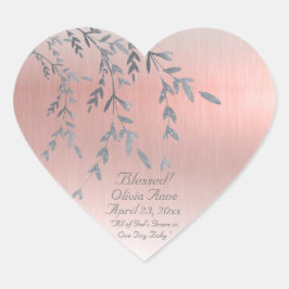 Glitzer für gesegnete, rosa Metallic-Babymädchen Herz-Aufkleber