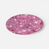 Glitzer für glatte, rosafarbene Stars Pappteller (Schrägansicht)