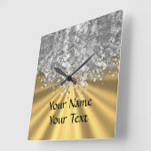 Glitzer für Gold und Imitat Quadratische Wanduhr (Winkel)