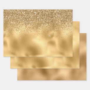 Glitzer für Goldmakrelen-Imitat Geschenkpapier Set