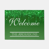 Glitzer für grüne Tropfen - Willkommen Fußmatte (Vorderseite)