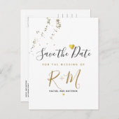 Glitzer für Hochzeiten + Initialen Save the Date a Ankündigungspostkarte (Vorne/Hinten)