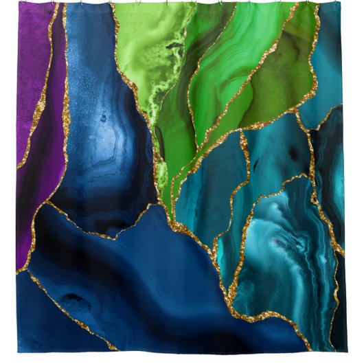 Glitzer für Imitate mit blauer, Lila und grüner Pf Duschvorhang (Vorderseite)