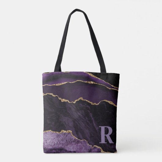Glitzer für lila Agate-Imitat Benutzerdefiniertes  Tasche (Rückseite)