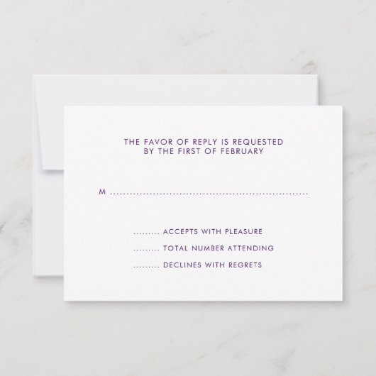 Glitzer für lila Silver Imitats RSVP Karte (Rückseite)