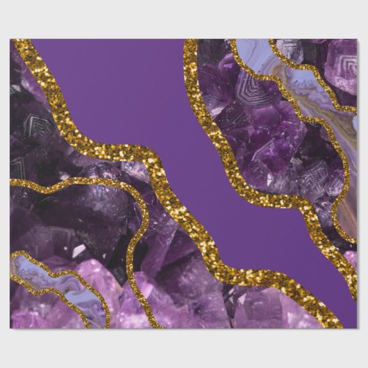 Glitzer für lila und Gold-Agate-Geode Geschenkpapier (Flach)