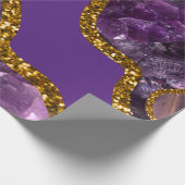 Glitzer für lila und Gold-Agate-Geode Geschenkpapier (Ecke)