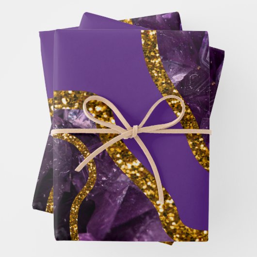 Glitzer für lila und Gold-Agate-Geode Geschenkpapier Set (Beispiel)