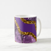 Glitzer für lila und Gold-Agate-Geode Kaffeetasse (VorderseiteRechts)