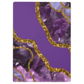 Glitzer für lila und Gold-Agate-Geode Klemmbrett (Rückseite)