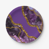 Glitzer für lila und Gold-Agate-Geode Pappteller (Vorderseite)