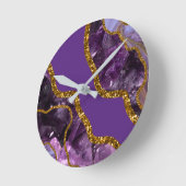 Glitzer für lila und Gold-Agate-Geode Runde Wanduhr (Winkel)