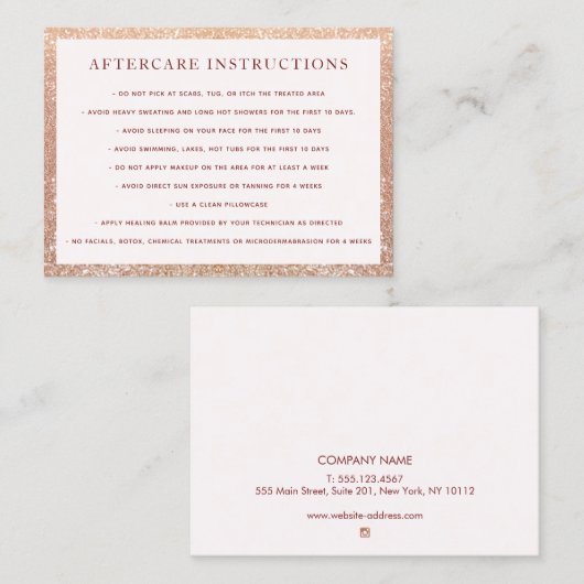 Glitzer für Mikroblading Aftercare Instructions Visitenkarte (Vorne/Hinten)