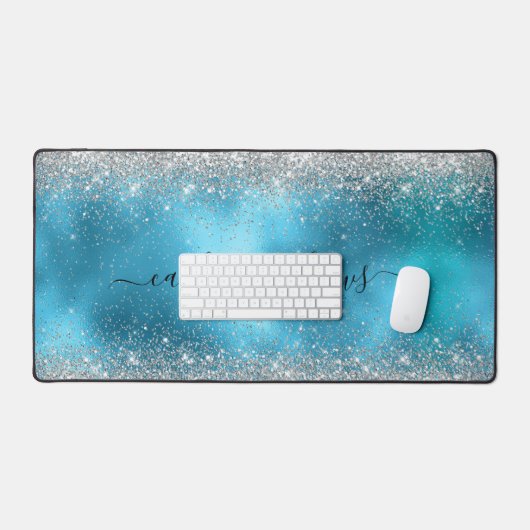 Glitzer für niedlich-blaue Imitate Schreibtischunterlage (Tastatur & Maus)