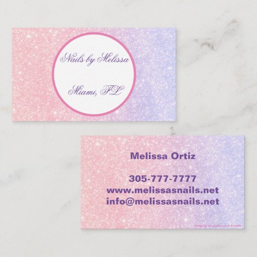 Glitzer für niedlich rosa Personalisierte Bezeichn Visitenkarte (Vorne/Hinten)