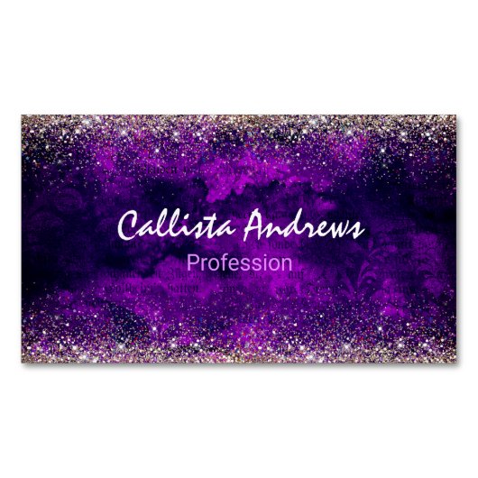 Glitzer für niedliche dunkle lila Imitate Magnetische Visitenkarte (Vorderseite)