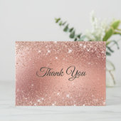 Glitzer für niedliche Rose Imitate Dankeskarte (Stehend Vorderseite)