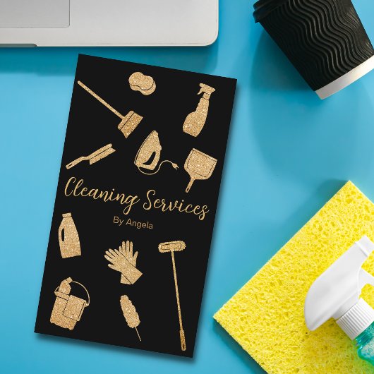 Glitzer für Reinigungsdienste mit vertikaler Schwa Visitenkarte