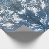 Glitzer für Vintages blaues Blumenmotiv Geschenkpapier (Ecke)