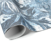 Glitzer für Vintages blaues Blumenmotiv Geschenkpapier (Rolleneckpunkt)