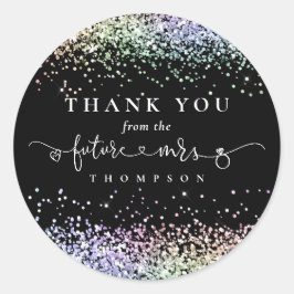 Glitzer Future Frau Brautparty Danke, Black Runder Aufkleber