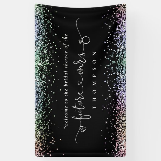 Glitzer Future Frau Welcome Brautparty Black Banner (Vertikal)