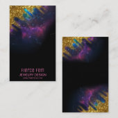 Glitzer Galaxy Black and Gold Schmuckverpackung Visitenkarte (Vorne/Hinten)