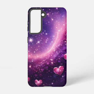 Glitzer Galaxy Rosa & Lila Swirt Kunst, Dichtung u Samsung Galaxy Hülle