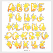 Glitzer Gelb orangefarbenes Monogramm A Z Buchstab Aufkleber (Blatt)