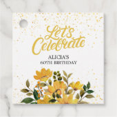 Glitzer Gelbe Blüte Geburtstag Geschenkanhänger (Vorderseite)